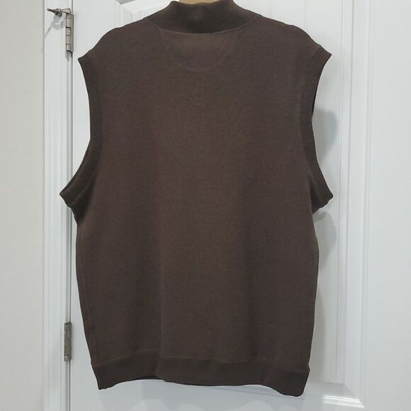 F/X Fusion Men's Chocolate Sweater Vest 1/4 Zippered Pull Over Size XXL - Picture 5 of 6